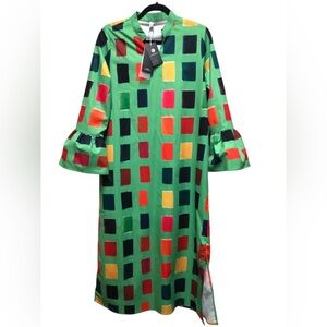 UOOZEE N.W.T. Colorful Geometric Square Dress M. Size,Side Slit,Midi Mid Calf,